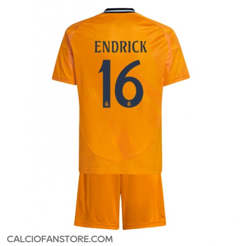Maglia Calcio Real Madrid Endrick #16 Seconda Divisa Bambino 2024-25 Manica Corta (+ pantaloncini)